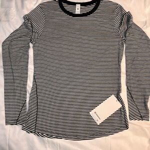 lululemon athletica Black and White Striped Long Sleeve Tee